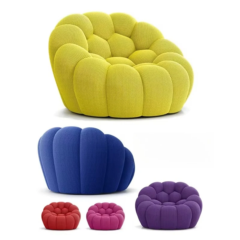 

# Italian Designer Creative Arc Light Luxury Pumpkin Modular Single Seat Sofa Fabric Sectional Simple Bubble Soccer