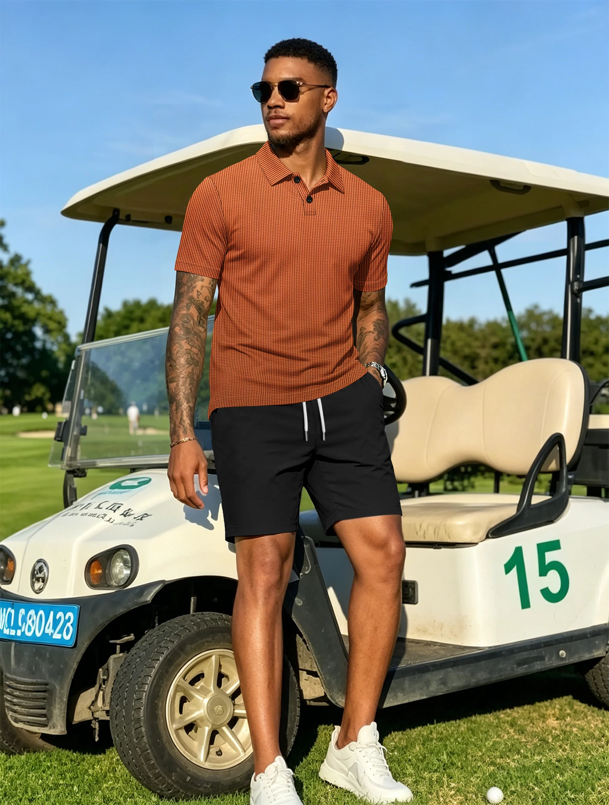 2026 New Men's Spring Summer casual daily Shorts Set outdoor travel lapel short-sleeved Shirt drawstring Shorts two-piece Set