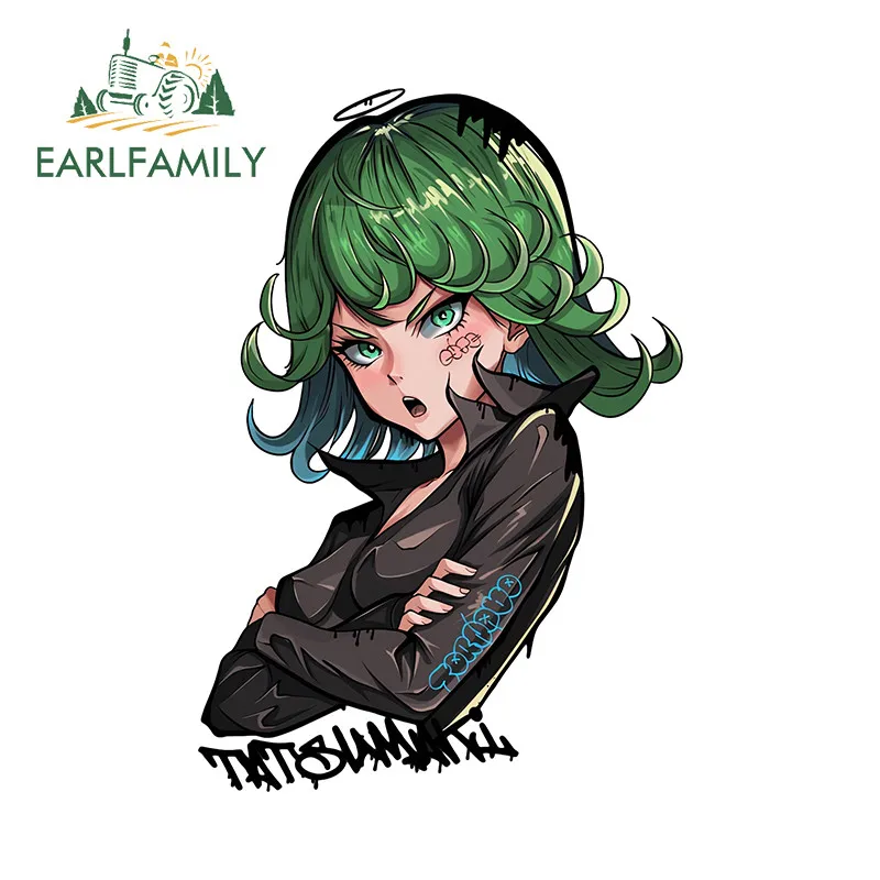 EARLFAMILY Tatsumaki Car Sticker Personality Scratch-Proof Campervan Rear Windshield PVC Decal Funny Sunscreen Car Accessories