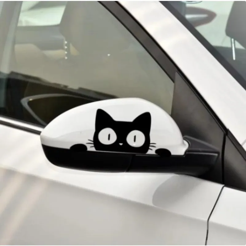 Accessories 14CM*6.2CM 1 Pcs Universal Surprise Cat Peeking Sticker Black/White Funny Vinyl Decal Car Styling Decoration