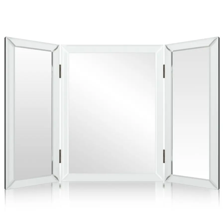 Miroir à trois volets, miroir de courtoisie à trois volets, 3 voies, pliable à trois voies, pour tresser les cheveux, 3 voies, 3 faces, trois panneaux, triple