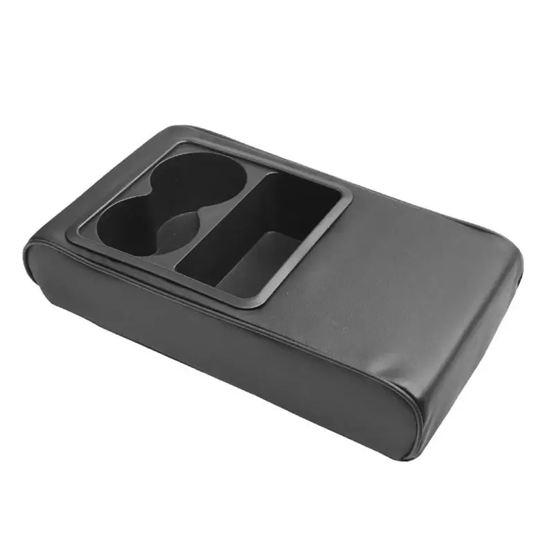 Car Armrest Cover Waterproof PU Leather Armrest Mat Pad With Cup Holder Armrest Box Pad Multifunctional Easy Installation