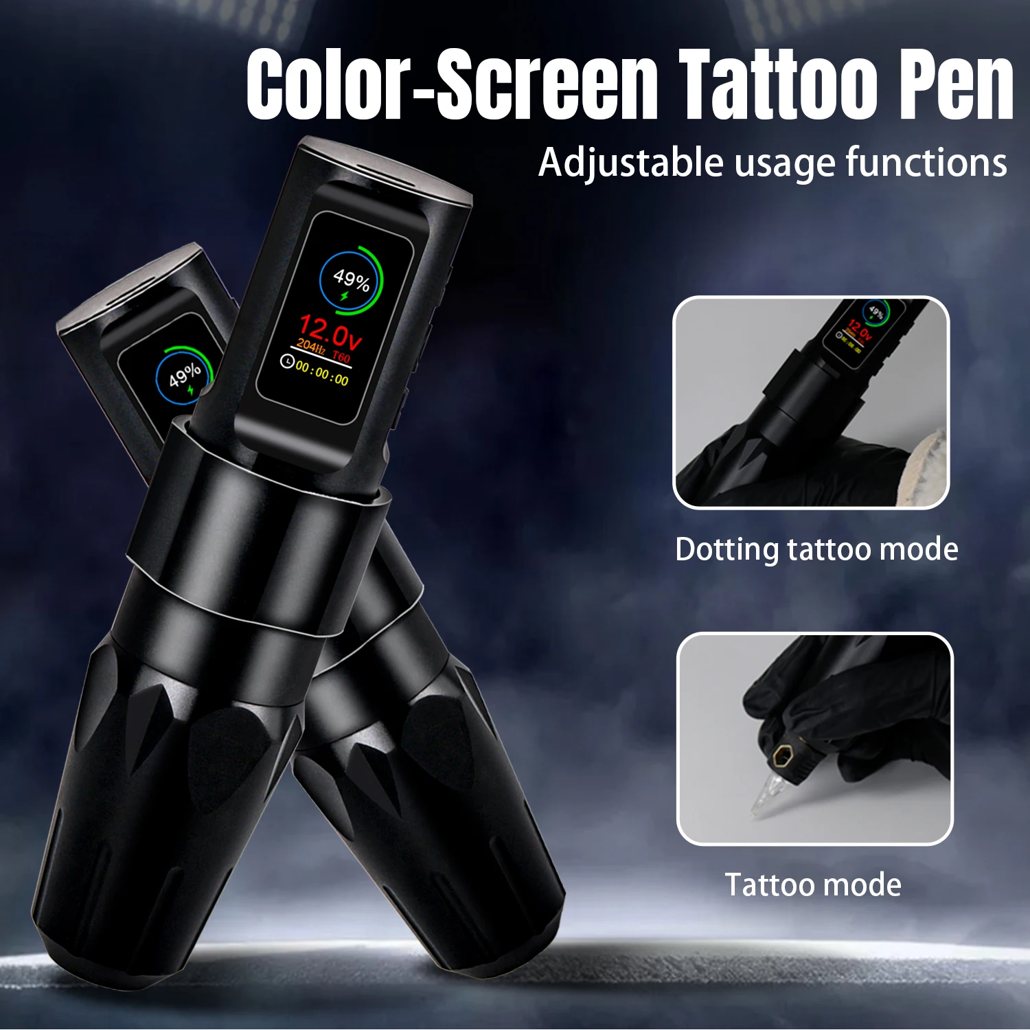 Wireless Rotary Tattoo Pen 4.0mm Stroke 6500RPM Digital Display 1000mAh Rotary Tattoo Machine Professional Tattoo Accessories