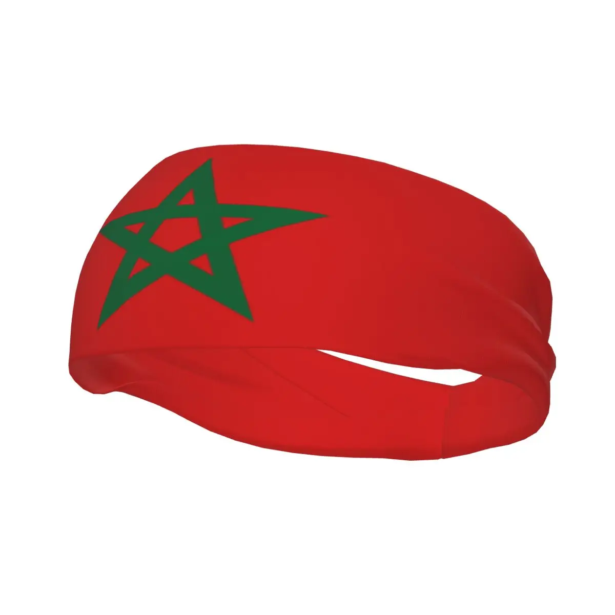 Custom Morocco Flag Heart Sport Headbands for Women Men Elastic Moisture Wicking Moorish Moroccan Patriotic Workout Sweatband