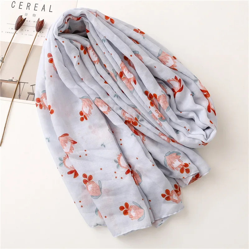 2022 New Ombre Flower Print Tassel Scarf Shawls Long Women Floral Pattern Soft Hijab Wrap Free Shipping