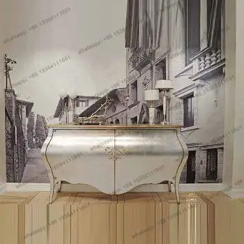 

Silver foil storage, neoclassical decorative cabinet, solid wood decorative cabinet