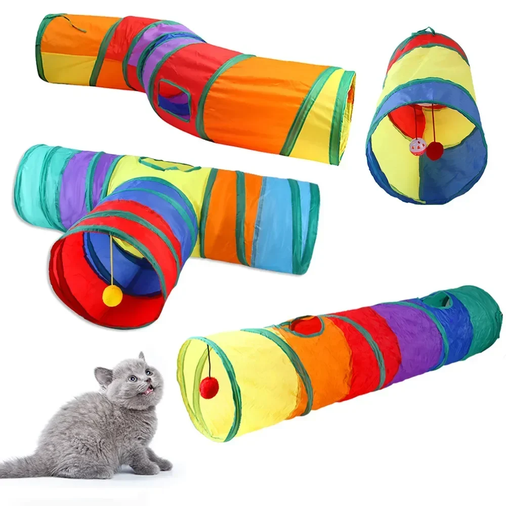 Cats Tunnel Foldable Pet Cat Toys Kitty Pet Training Interactive Fun Toy Tunnel Bored for Puppy Kitten Rabbit Play Tunnel Tube