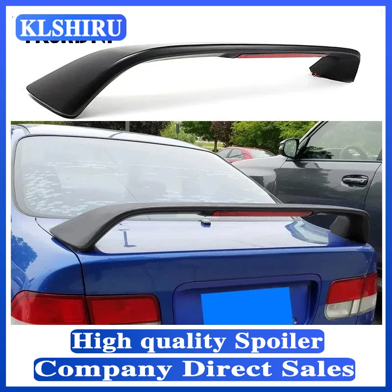 For 1996-2000 Honda Civic 2DR Primered Car Rear Trunk Spoiler Wing LED Brake Light Black Spoilers Lamp Accessories Car Styling