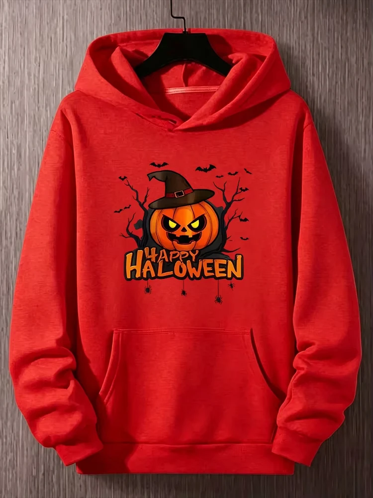 Sudadera capucha estampado tres calabazas de Halloween malvadas estilovintage fuente goteante unisexoversizestreetwear Halloween