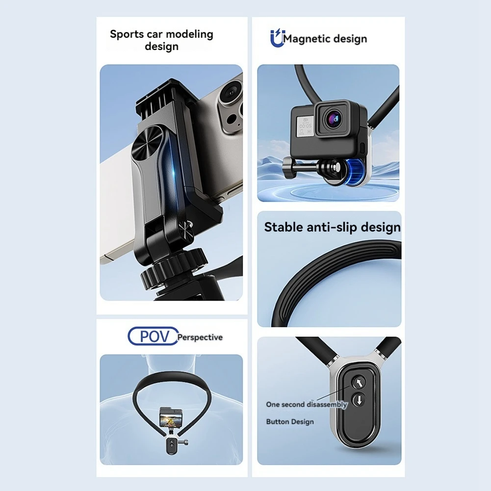 Upgraded Hands Free Wearable Neck Holder Phone Stand Universal Hanging Mount For Holder Gopro Dock Station Bracket