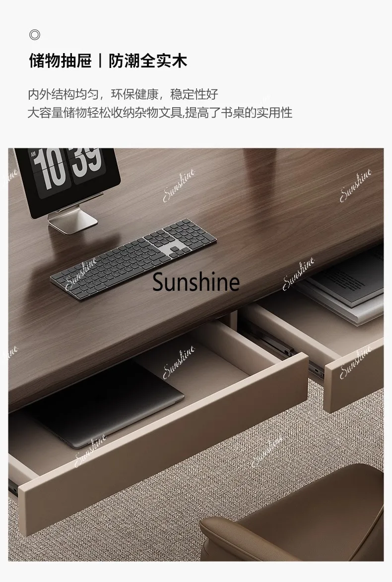 Modern minimalist desk designer saddle leather desk premium computer desk antique home study table