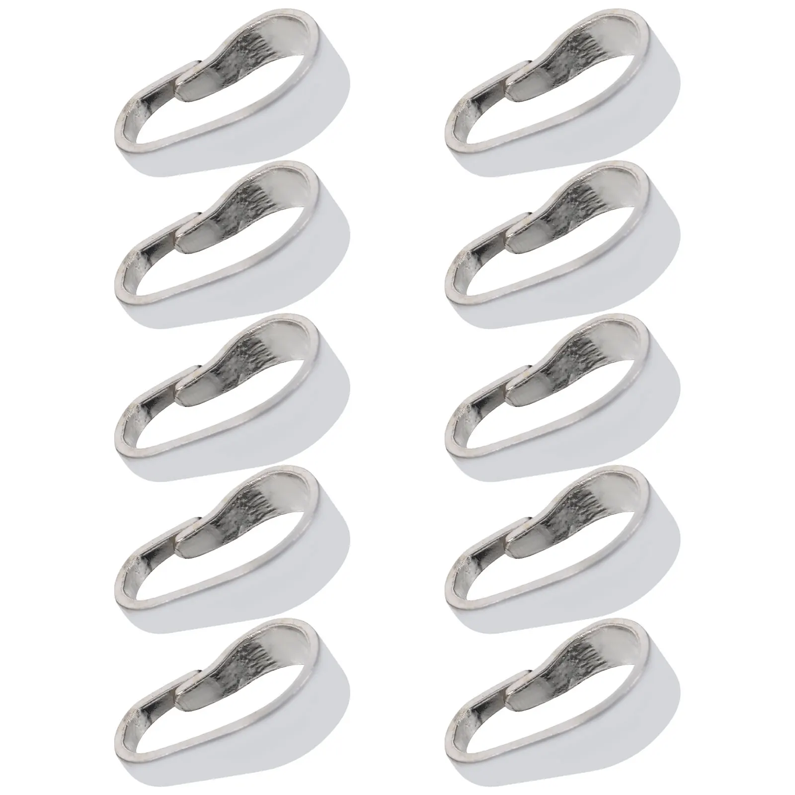 

10pcs Melon Seed Buckle Pendant Silver Small DIY Jewelry Necklace Bracelet Keychain Charm Clasp Metal Pinch Bail Findings