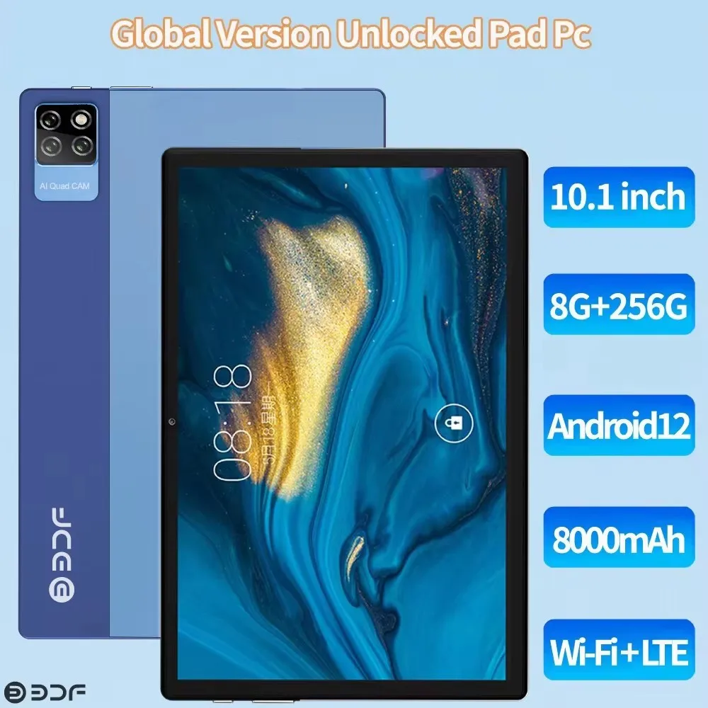 New 10.1 Inch Android 12 Tablet PC Octa Core Dual Cameras Dual SIM 4G/5G Phone Call Tablets Global Version 8GB RAM 256GB