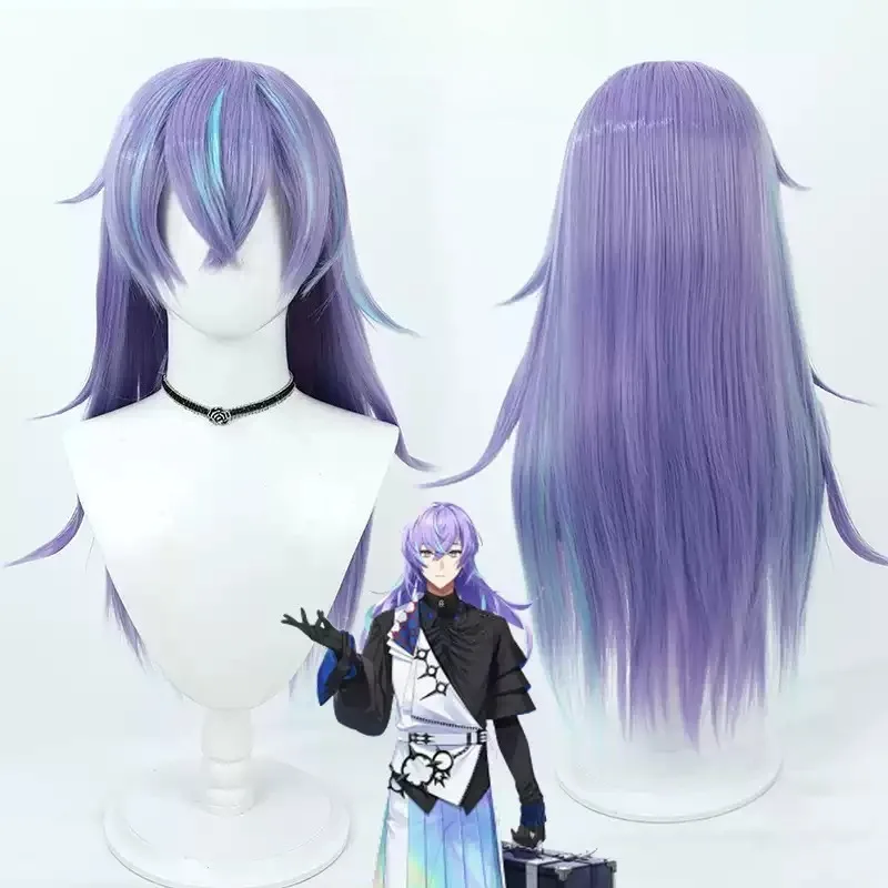 Synthetische Haare Hoshirube Sho Cosplay-Perücken Virtueller YouTuber Hoshirube Sho 70 cm hellviolette, blau gemischte Perücke, hitzebeständig