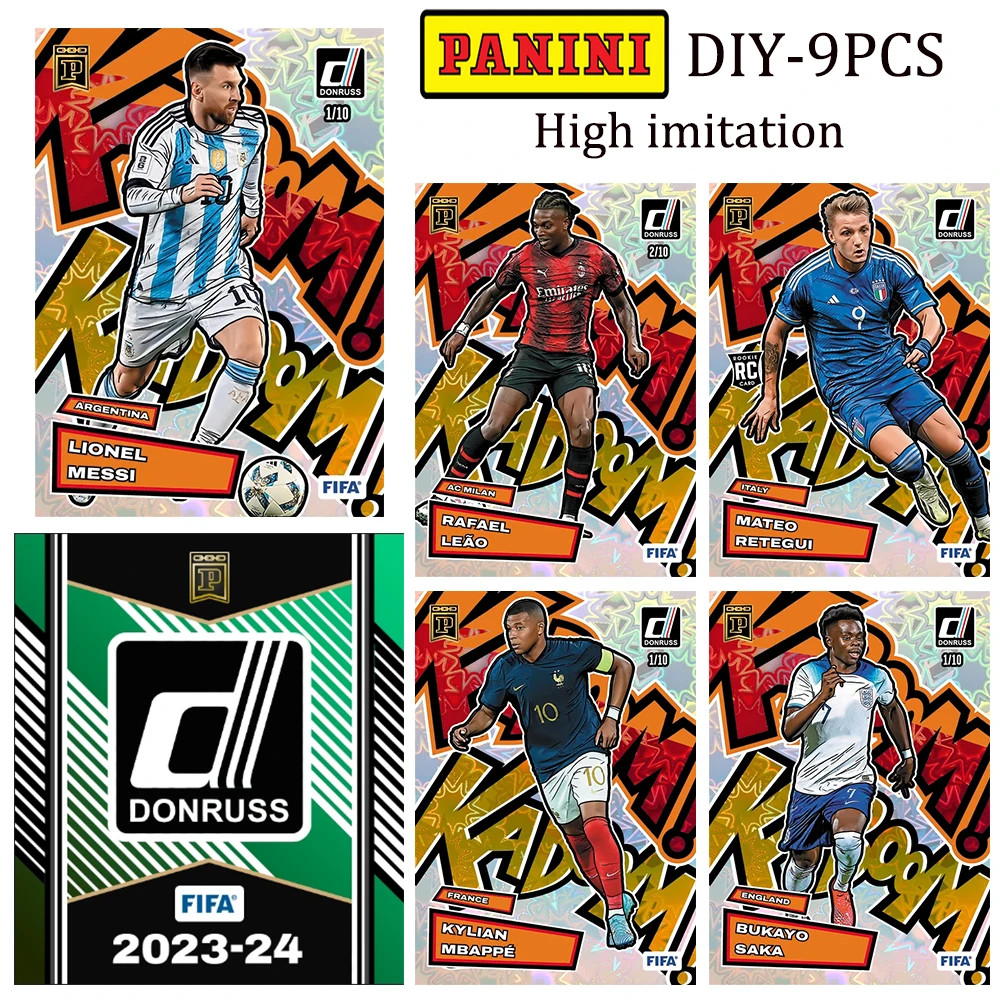 

Panini NFT Donruss 2023-24 KABOOM баскетбольные Звездные карты Бекхэм Месси Mbappe 9 шт./комплект высокая имитация преломления блеск собирать