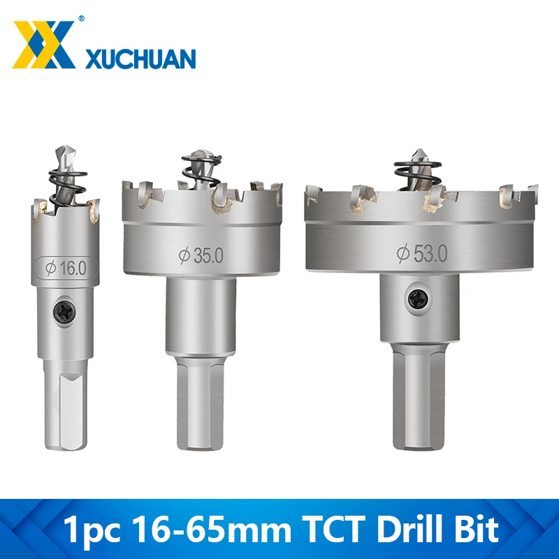 

1pc TCT Hole Saw 16-65mm Tungsten Carbide Drill Bit for Stainless Steel Plate Iron Metal Drilling Cutting Hole Cutter Drill