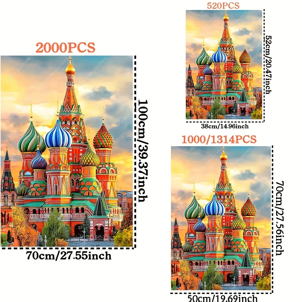 Colorful St. Rompecabezas de la Catedral de San Basilio de Moscú, rompecabezas para adultos con temática cultural, juego intelectual, rompecabezas decorativo para el hogar y el ocio