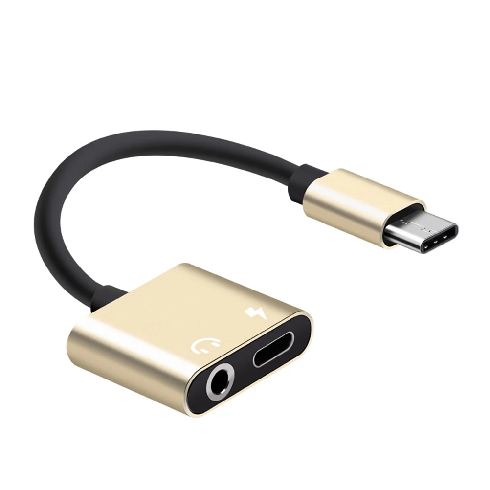 USB Type C to 35mm Audio Adapter Cable 2 In 1 Type-C to 35mm Jack Stereo Headphone Mic Adapter Aux Converter Charging Adapter