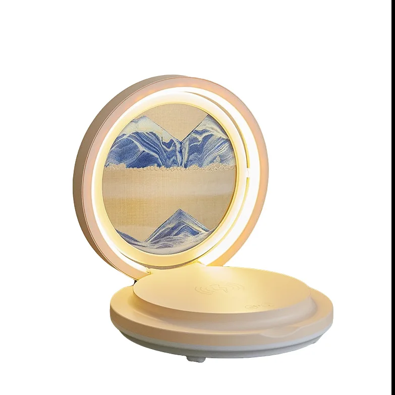New Birthday Gift for Boys  Girls Quicksand Painting Bedside Table Lamp Multi-function Wireless Charging Bluetooth Audio Music