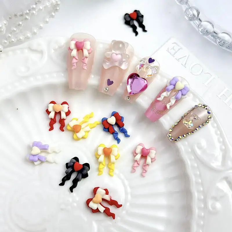 Mixed 3D Resin Sweet Multi-Color Bow Nail Charm Macaron Color Bow Nail Art Decoration Manicure DIY Phone Case Accessories