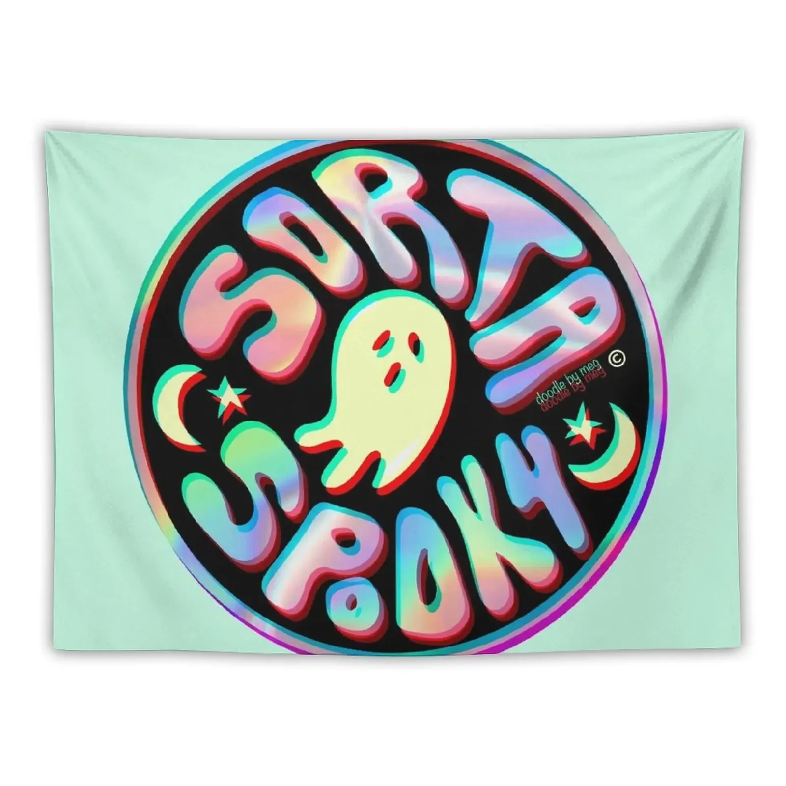 

Holo Sorta Spooky  Tapestry Korean Room Decor Home Decoration Room Decorating Aesthetic Wall Decorations Tapestry