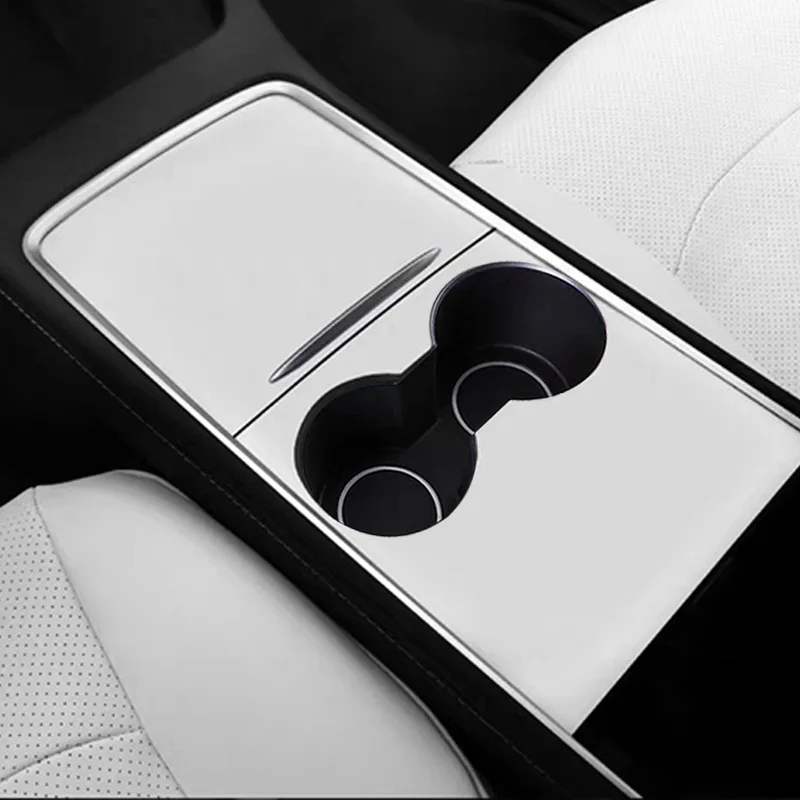 Fits Tesla Model 3 Y 2021-2023 Center Sticker Center Console Panel Grain Film Carbon Central Control Matte White