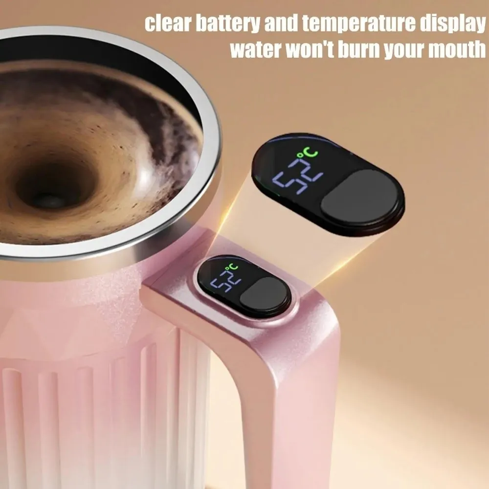 450ml Automatic Self Stirring Coffee Mug Rechargeable Temperature Display Espresso Cup Magnetic Function Auto Stirring