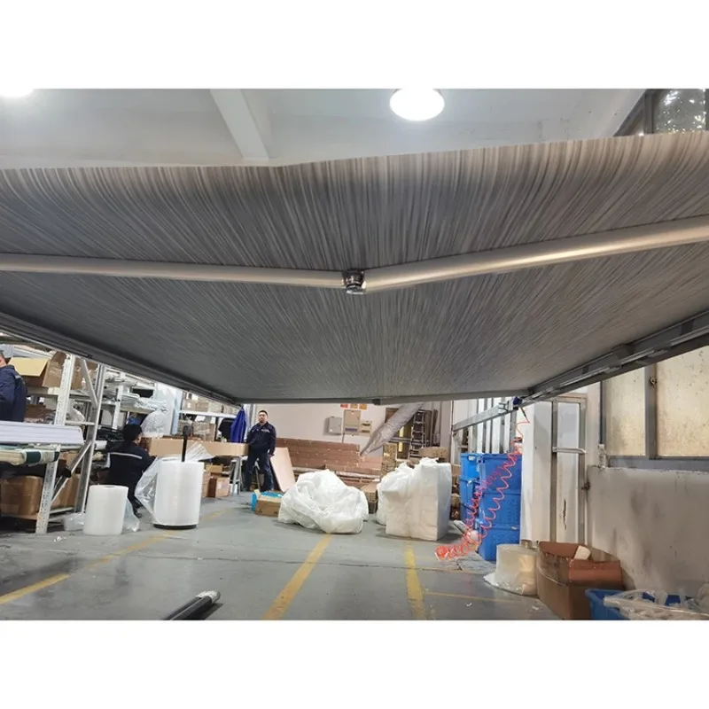 مظلة قماش PVC مقاومة للماء باللون الأسود أو الرمادي للتخييم مع جهاز تحكم عن بعد ومظلة بإضاءة LED للتخييم #1