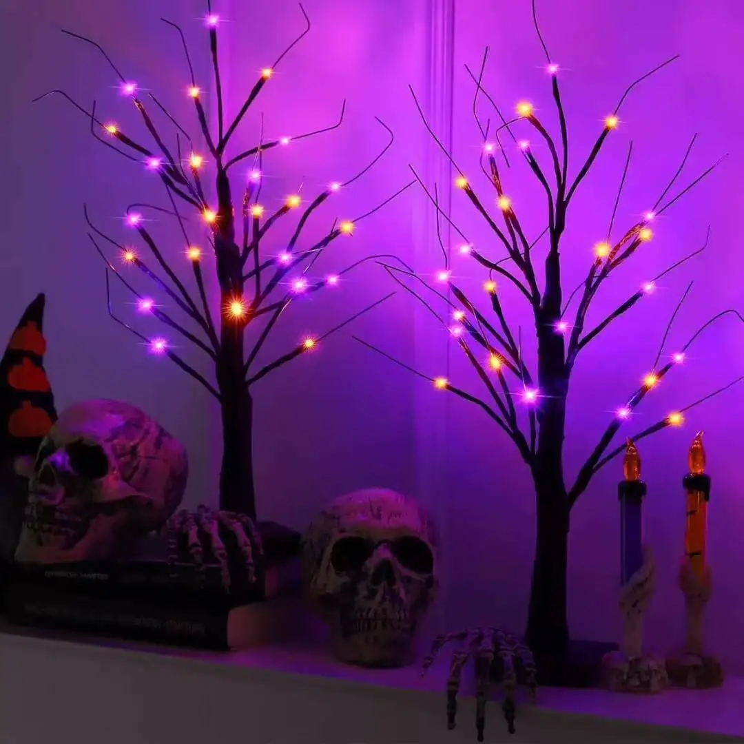 LED Artificial Black Birch Tree Light Table Lamp Tree Light DIY Black Branches Lights for Home Patry Halloween Decor