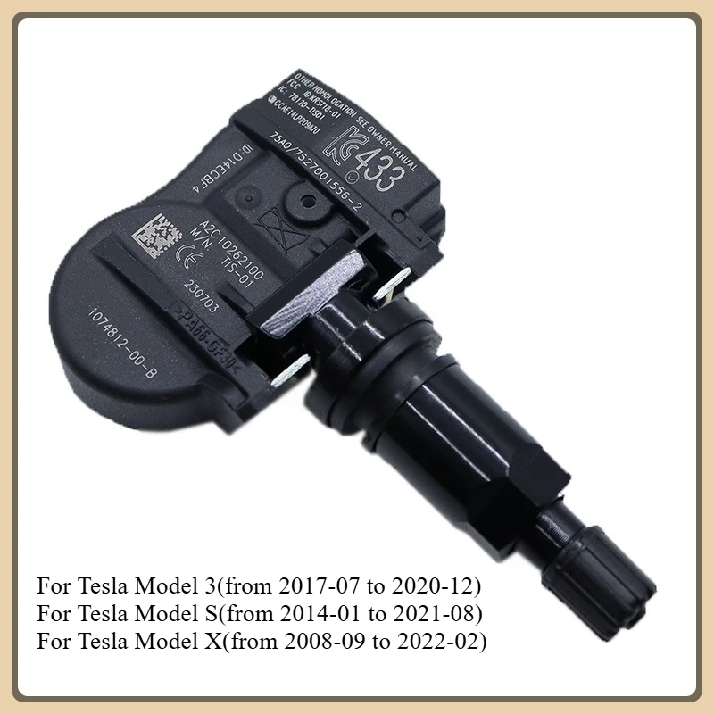 

107481200B 1/4pcs tpms Tire Pressure Sensor for Tesla Model 3 Model S X 433MH