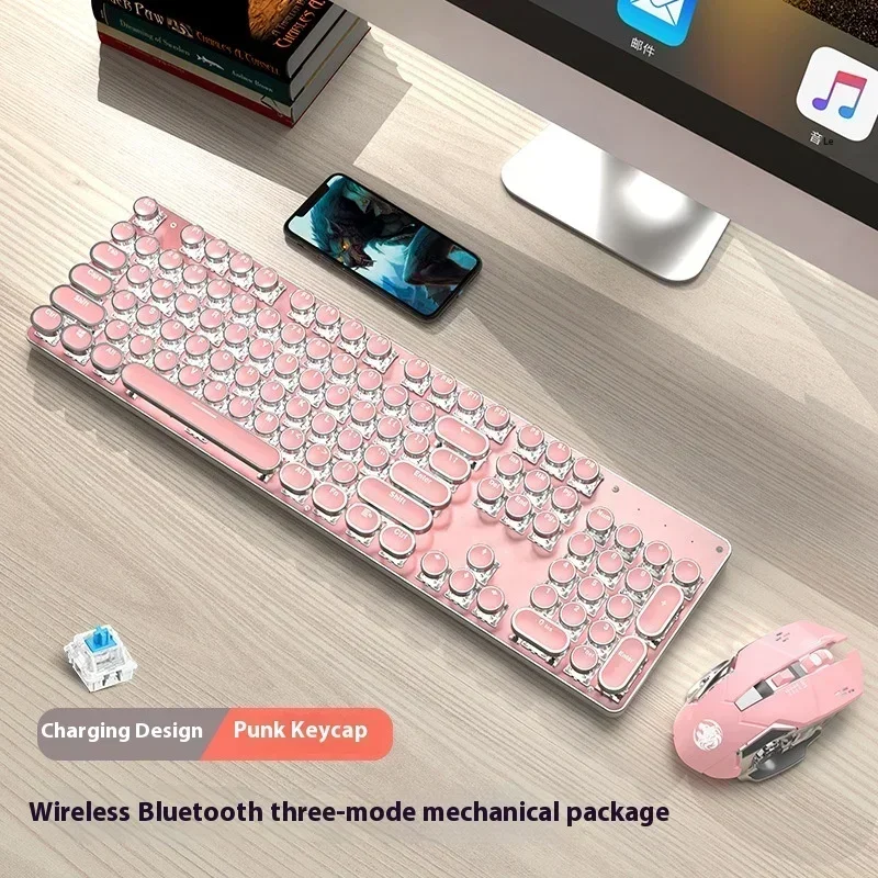 Imagem -03 - Teclado Mecânico de Três Modos Bluetooth Estilo Punk Retro Mac e Win Sistema Duplo sem Danos em Todas as Chaves Bateria de Longa Duração Tk950