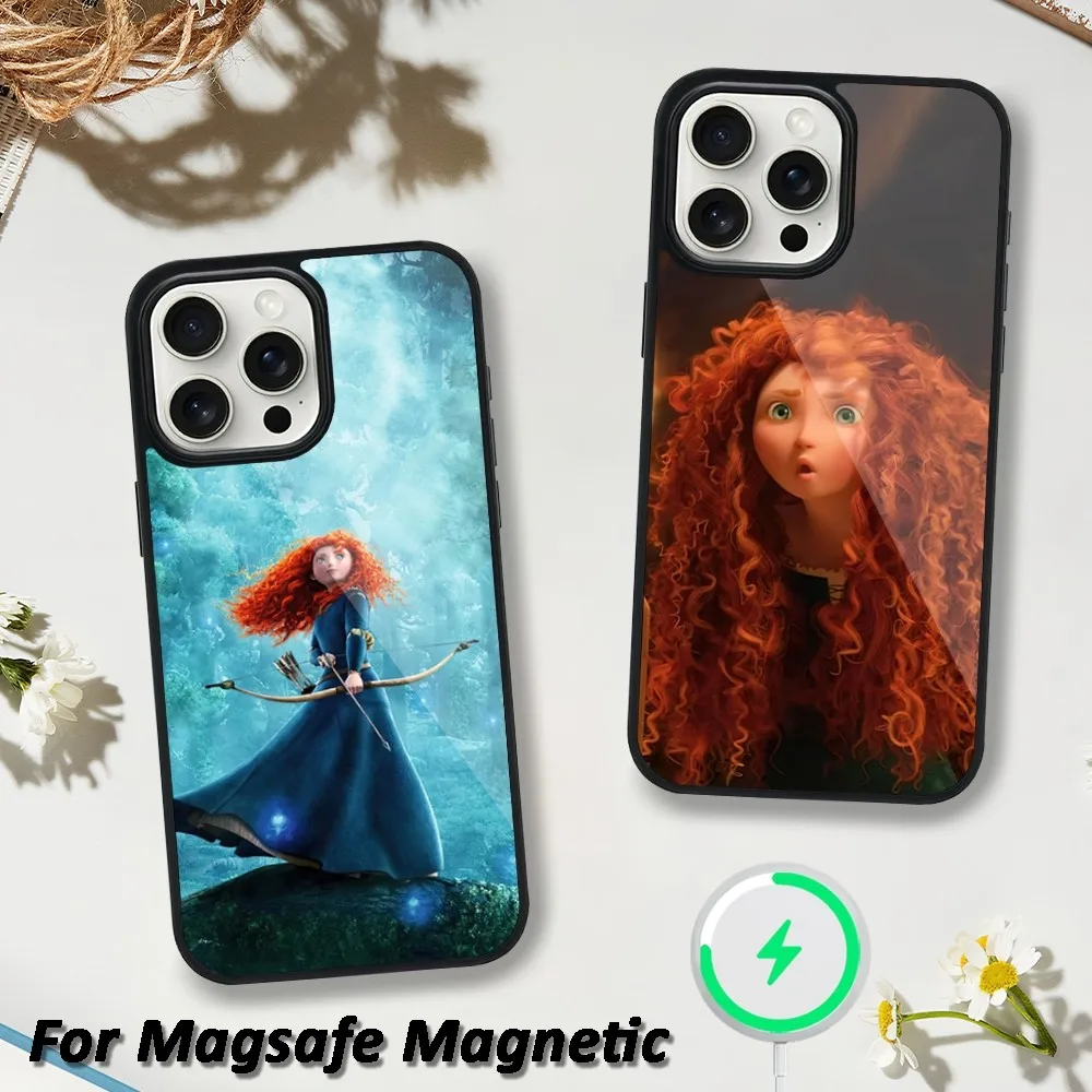 MINISO Disney Brave Merida Cute Phone Case For iphone 13 Plus 12 Pro 11 Max Mini 15 14 Magsafe Magnetic Wireless Charging Shell