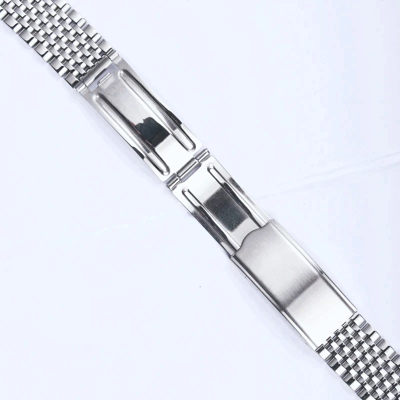 Curved End Watchband for Omega Seamaster Speedmaster DeVille Men's Stainless Steel Watch Strap 18mm 19mm 20mm Thin Bracelet Belt