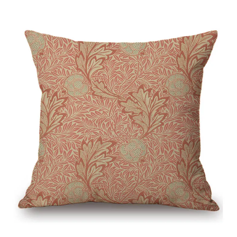 William Morris Classic Flower Pattern Apply Bay Leaf Marigold Design Cotton Linen Decorative Sofa Pillow Case  Car Cushion Cover
