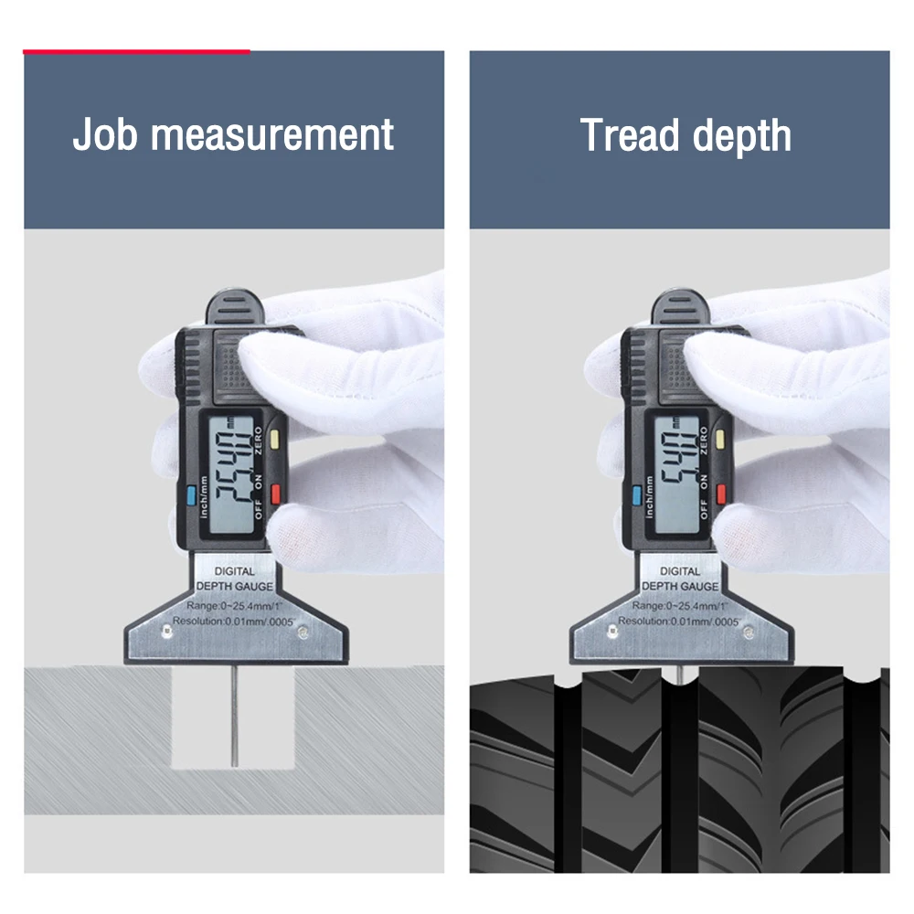 0-25mm Electronic Digital Depth Gauge Snap Depth Inch Metric Fractions Tire Tread Gage Depth Digital Electronic Indicator