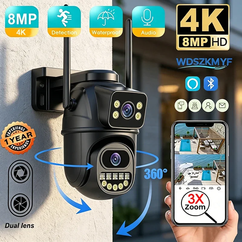 8mp-4k-デュアルレンズ-ワイヤレススマートセキュリティカメラ-ip66防水-3倍ズーム回転-カラーナイトビジョン-モーションアラーム-クラウドストレージ