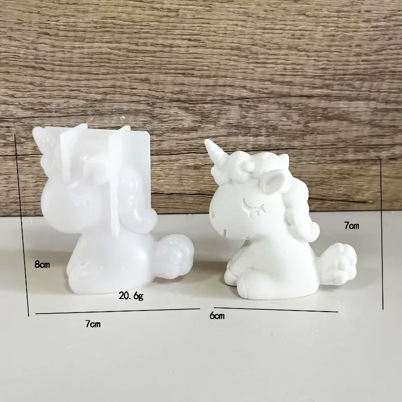 3D Cartoon Unicorn Animals Candle Molds Silicone Home Decor Epoxy Resin Candle Molds Candle Making Plaster Polymer Clay Molds