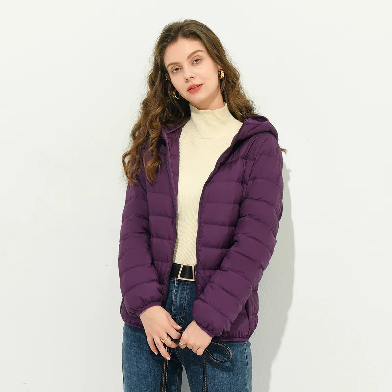 Hooded Ultra Light Down Jacket Women 90% Duck Down Padded Portable Winter Short Coats Woman зимнее пальто женское JK-170