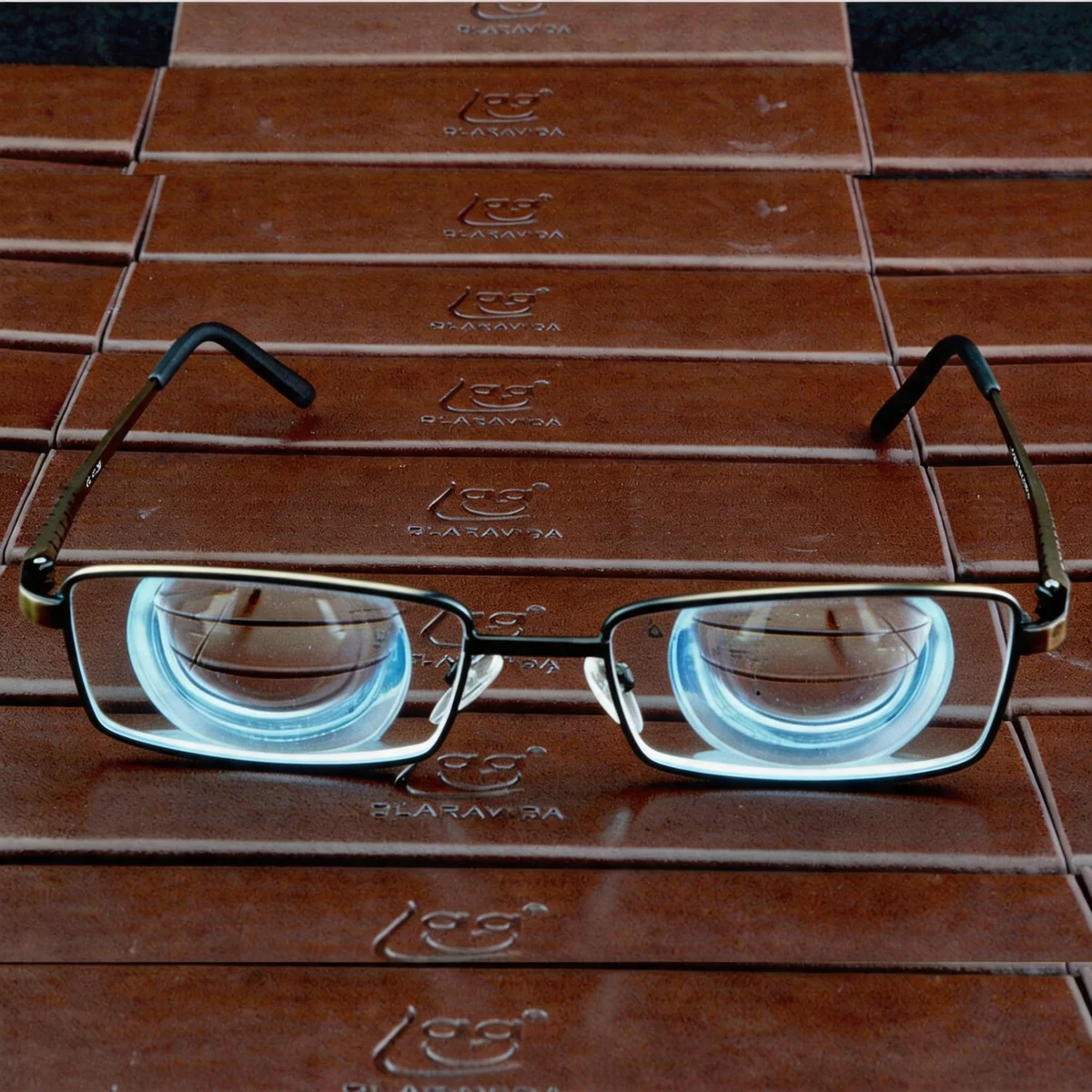 Aluminium Magnesium Alloy Brown Square High Myopic Myopia Myodisc Glasses -11 to -20 PD64