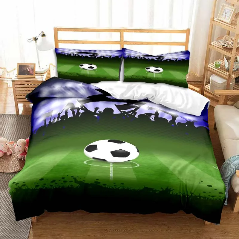 3D Soccer Football Bedding Set Soft Duvet Cover Adult Kid's Bedroom Single Double Bed Queen Size King Size Bedspread Kid Gift