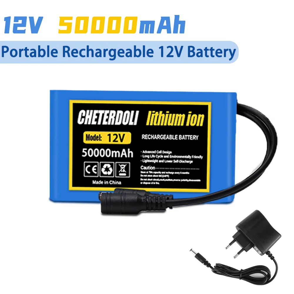 

18650 3S2P 12V 50000mah Original Lithium Ion Battery 12.6V 50Ah Rechargeable CCTV, Camera Monitor Replacement Battery + Charger