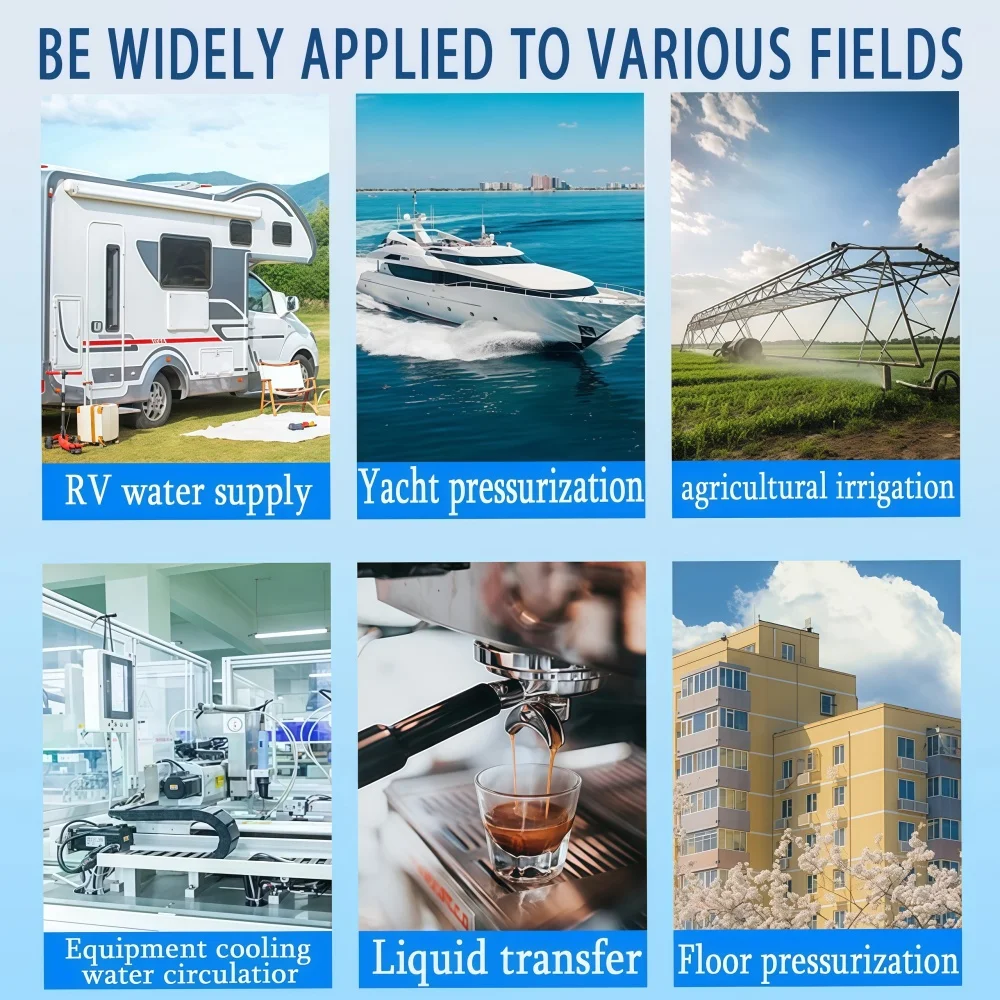 Pompa Diafragma Tahan Lama DC12V/DC24V: Self-Priming Aliran Besar dan Kebisingan Rendah 4.5GPM/40PSI Saklar Bypass Tekanan 4-Kamar Suplai
