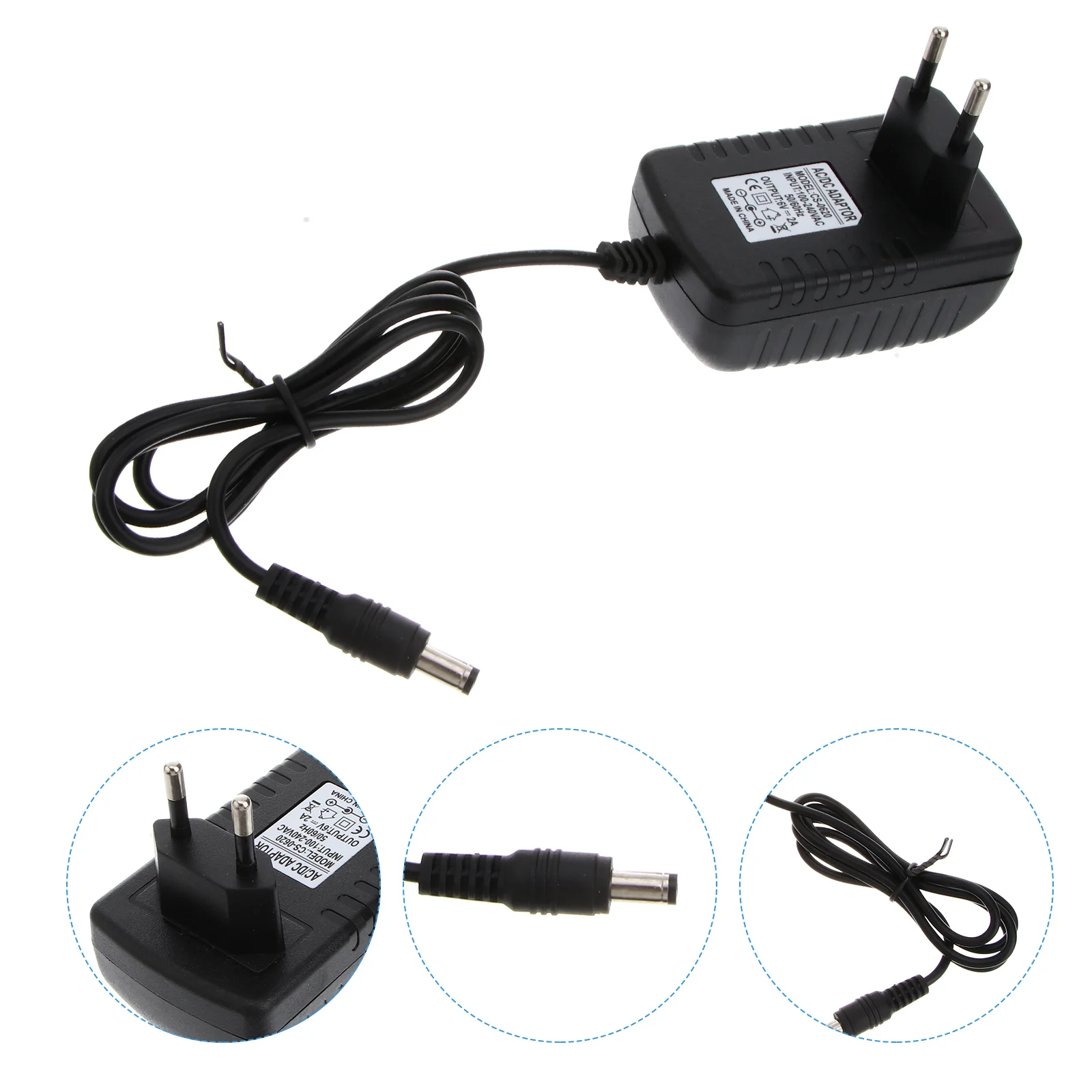 AC 100-240V DC 6V 2A 55mm x 21mm Power Adapter with EU-plug (Black) 6V 2A power adapter 55*21mm power adapter