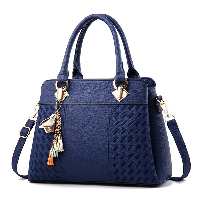 New Fashion Women Bag Vintage Handbag Casual Tote  Women Messenger Bags Shoulder Top-Handle Purse Wallet Leather Black Blue