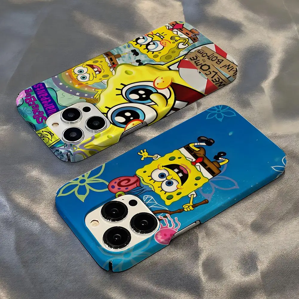 

Spongebobs Phone Case Hot For IPhone 16 15 14 13 12 11 Plus Pro Max Mini Glossy HD Hard Film Shell Cover