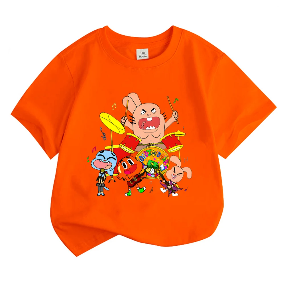 The Amazing World of Gumball Cartoon Printing Children's T-shirt Anime Clothes Cotton Tshirts Summer Short Sleeve Kids Tees Top