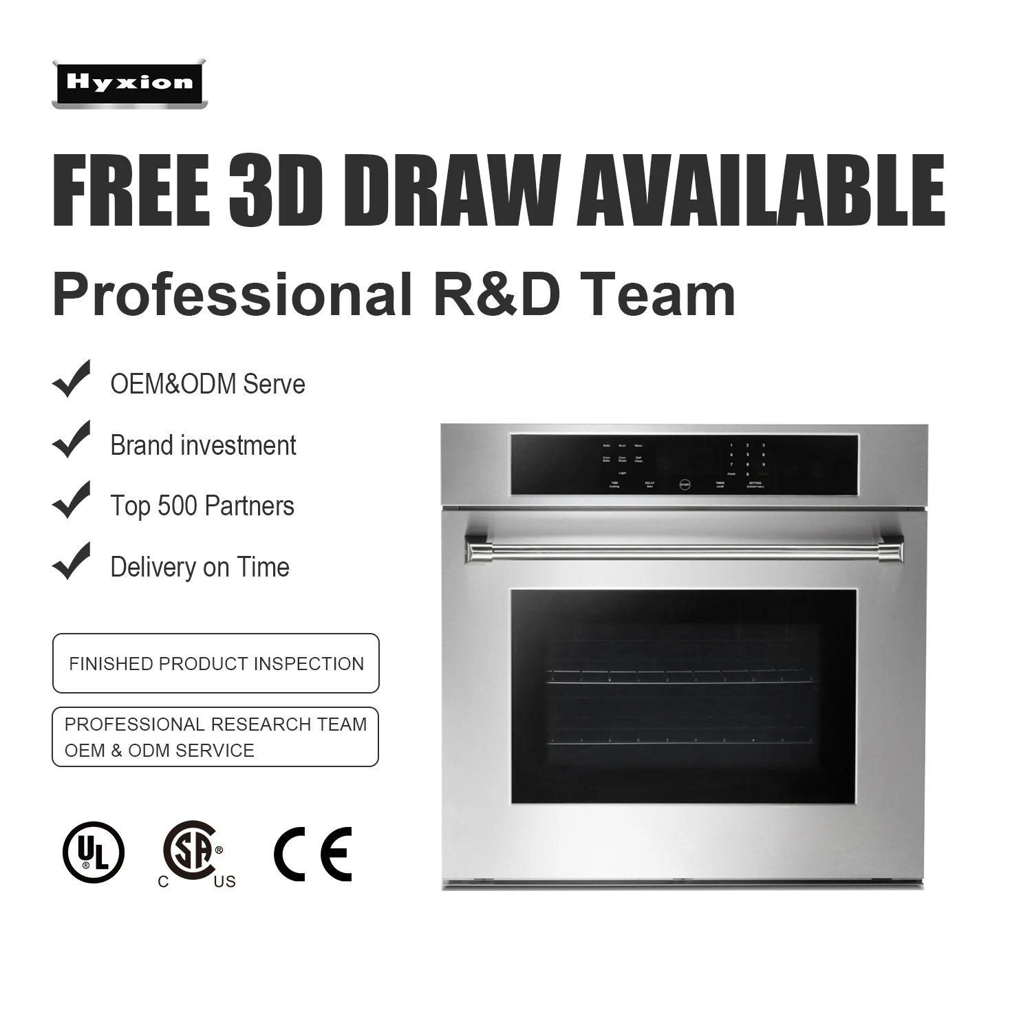 

30-Inch 4.8 Cu. Ft Freestanding Electric Oven Stainless Steel Oven-Safe and Reliable for Household or Hotel Use