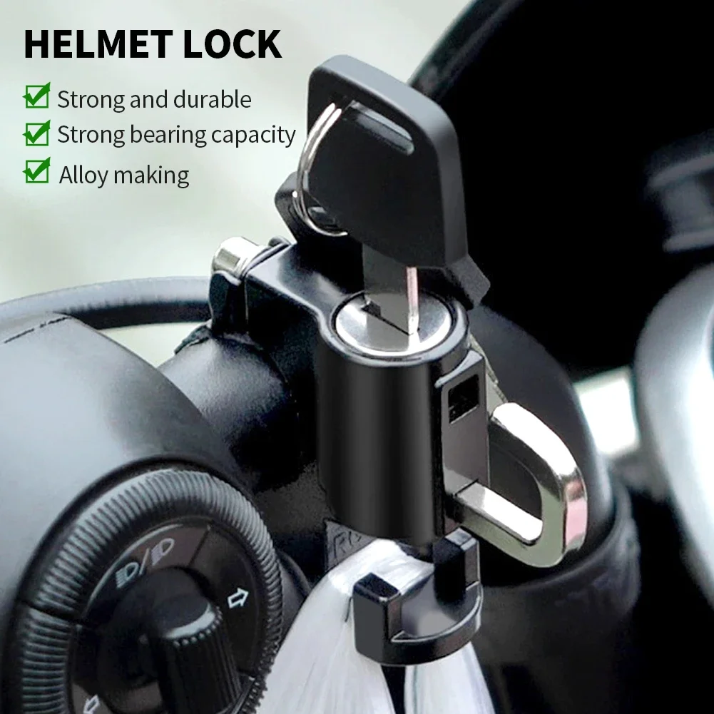 Anti-theft Helmet Lock Handlebar Mount Motorcycle Electric Motorbike Universal Security Metal Lock 22mm-26mm with Keys Set