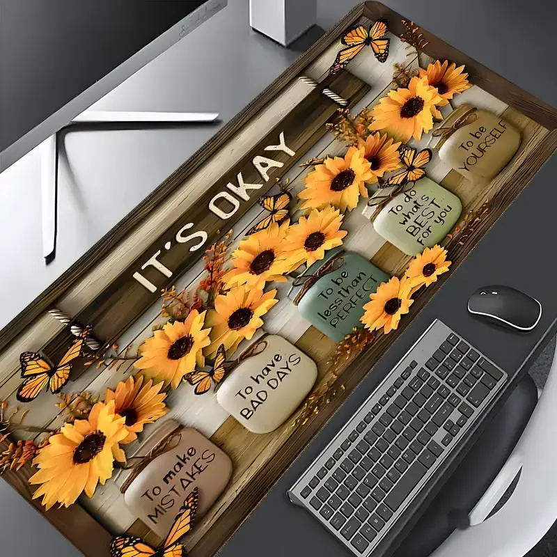 

Aifox Sunflower Monogram Gaming Mouse Pad, Non-Slip Rubber Desk Mat Office Desk Decor