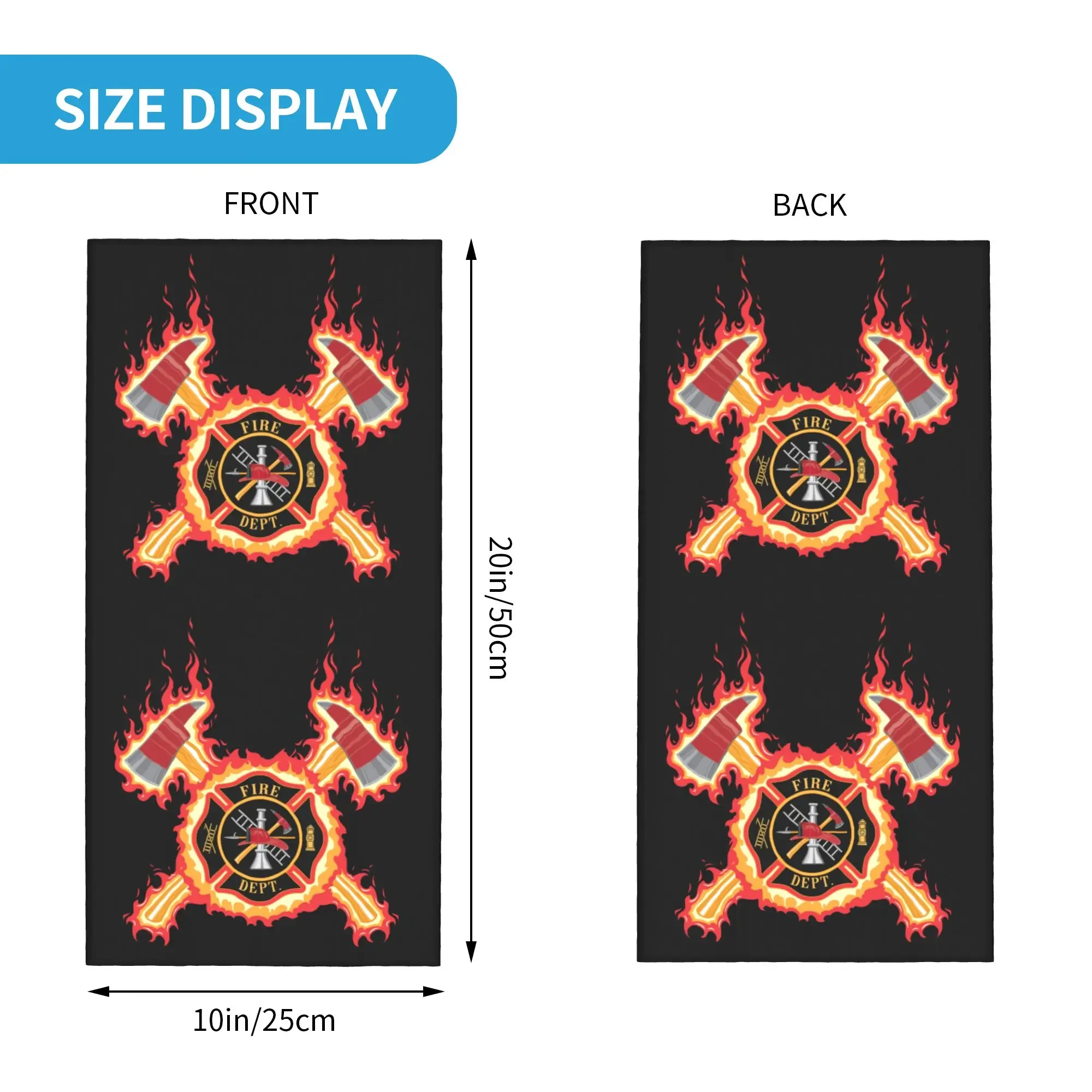 Firefighter Cross With Axes And Flames Neck Gaiter Women Men UV Face Shield Winter  Bandana Scarf for Ski